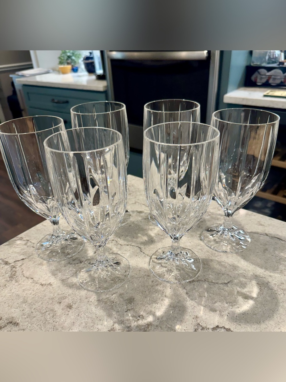 Vintage Mikasa Park Lane Set of 6 Crystal Iced Tea/Water Goblets 8” EUC